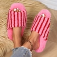 thumbnail image 5 of Xfvqtps Womens Stripe Slippers Open Toe Soft Sole House Shoes Indoor Warm Fall Winter Slip on Cozy Cute Slides, 5 of 8