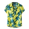 thumbnail image 2 of TUOBARR Mens Shirts,Hawaiian Short Sleeve Beach Shirt Printed Summer Casual Button Turn-down Collar Shirts Yellow I, 2 of 5