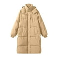 thumbnail image 5 of Ofreoo Women's Long Sleeved Woolen Cotton Jacket Pocket Zipper Medium Length Hooded Jacket Winter Coats for Women Deal for Days Holiday Decor, 5 of 6