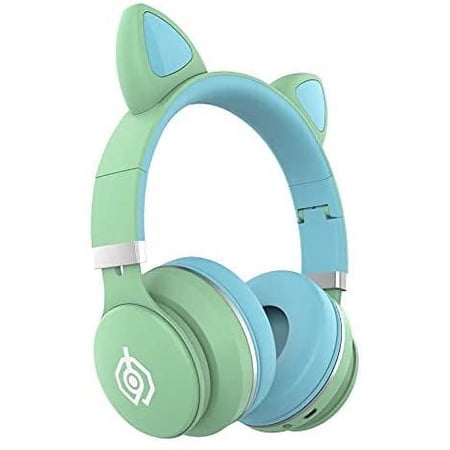 Kids Bluetooth Headphones Cat Ear with LED Light Gaming Headphones Wireless Stereo for School Foldable Headphones use for Smartphones PC Tablet
