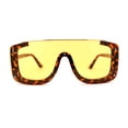 thumbnail image 3 of Womens Semi Rimless Flat Top Thick Plastic Shield Sunglasses Tortoise Gold Orange, 3 of 4
