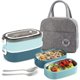 thumbnail image 1 of Fiambrera, fiambrera Bento de 2 niveles con 3 compartimentos y cubiertos, fiambrera Bento a prueba de fugas para niños y adultos, contenedor de preparación de comidas para almacenamiento de alimentos, fiambrera portátil con bolsa de almuerzo para el trabajo y la escuela ( esquí esquí Gafas de esquí, 1 of 5
