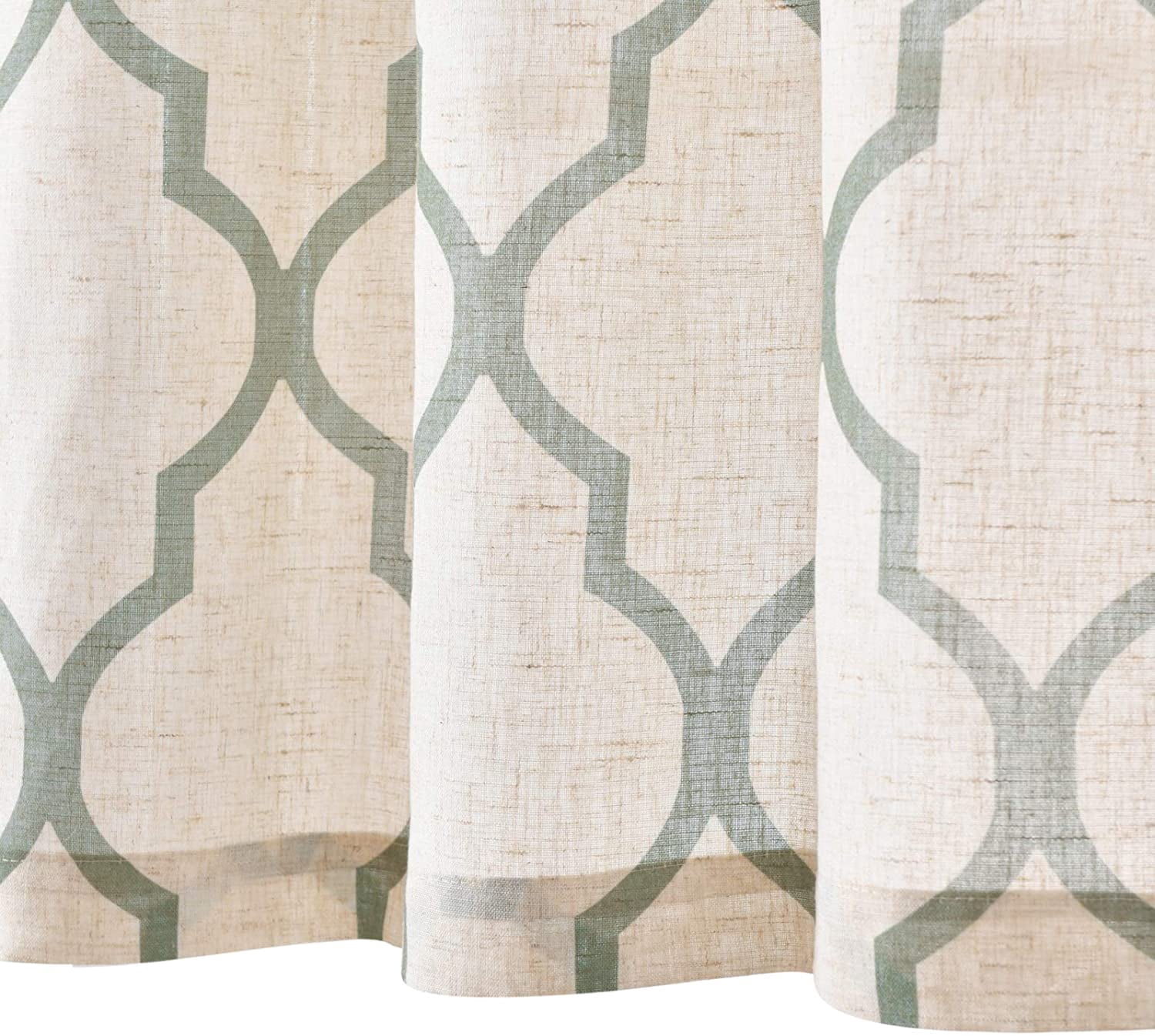 Curtainking Kitchen Curtains Moroccan Tile Print  Cafe Curtains 26x36 inch ShortCurtains for Bathroom 2 Panels Sage on Flax