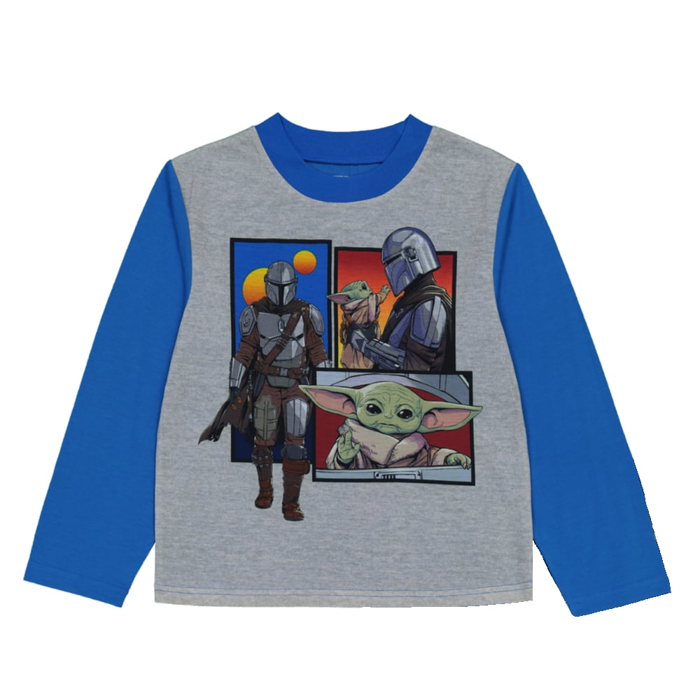 Baby Yoda Boys Pajama Set Long Sleeve Top and Pants 2pc PJ Outfit 4 10 Blue Walmart