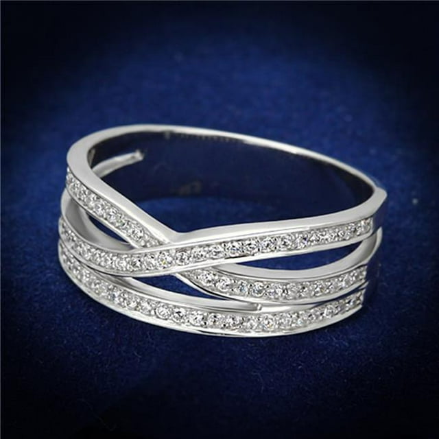 Alamode TS131-9 Femmes Rhodium 925 Bague en Argent Sterling avec AAA Grade CZ en Clair - Taille 9