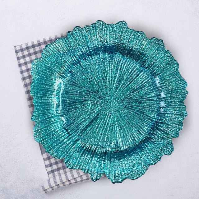 Plato de Servicio BLESIY de 13 Pulgadas Irregular para Decoración de Cocina Verde