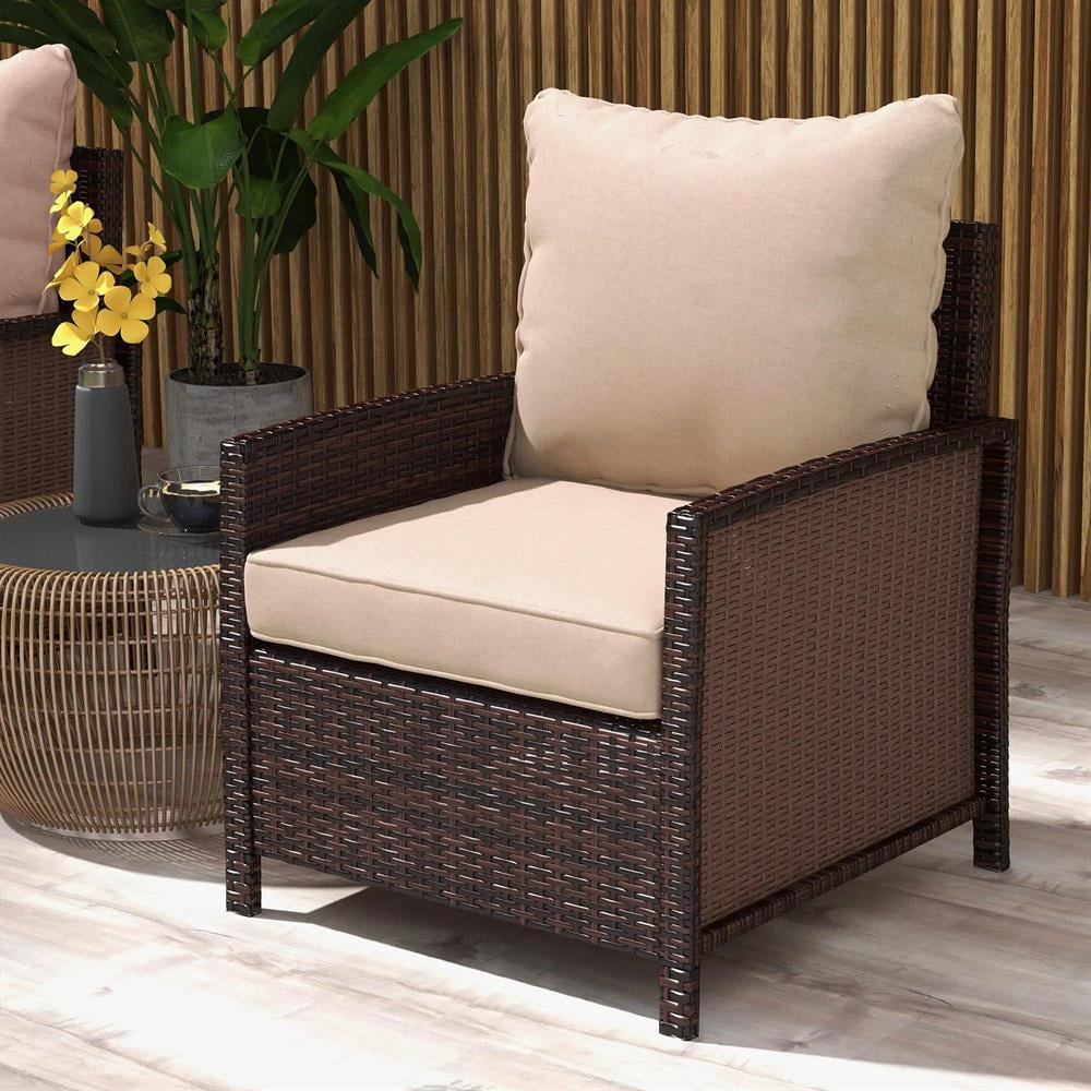 Resenkos Patio Chair Cushions, Outdoor Chair Pads,4 Patio Chair Cushions with Seat & Backrest, Fade Resistant Seat Replacement Cushion Set, Beige