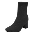 thumbnail image 1 of NECHOLOGY Botas Mujer Adulto Femenino Zapatos Botines para mujer Botas de mujer de tela con punta cuadrada y tacón y grueso Color sólido Media Botas de tamaño Botines Botas (Grey, 9), 1 of 5