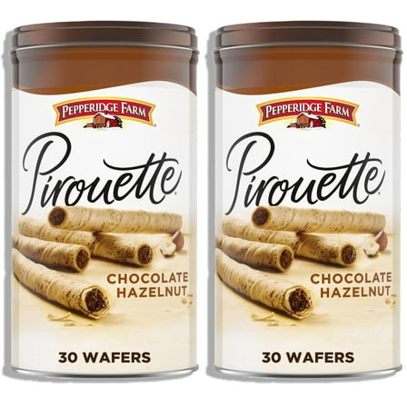 2 x - Pepperidge Farm Pirouette Cookies, Chocolate Hazelnut Créme Filled Wafers, 13.5 Oz Tin (Pack of 2)