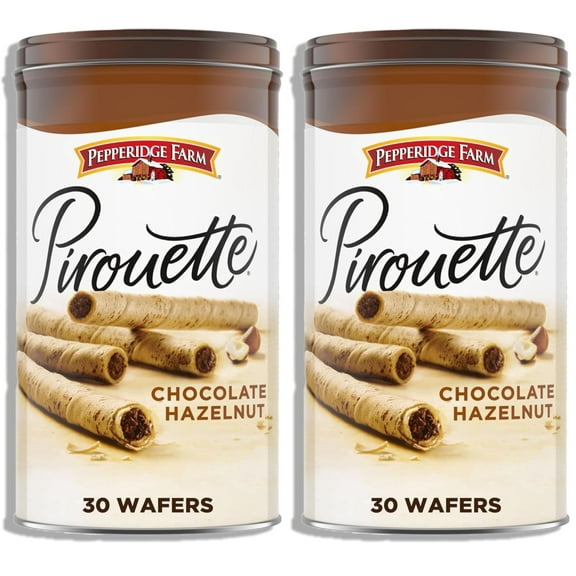 2 x - Pepperidge Farm Pirouette Cookies, Chocolate Hazelnut Créme Filled Wafers, 13.5 Oz Tin (Pack of 2)