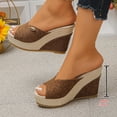 thumbnail image 7 of Rokment Cotton Linen Espadrilles Platform Wedge Sandals for Women 2026 Summer Beach Trendy Casual Peep Toe Extra Chunky Heeled Slip on Slides Backless Dressy Slippers Brown Size 7, 7 of 7