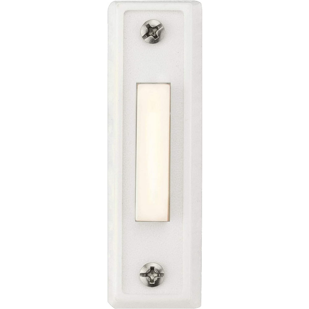 Newhouse Hardware Rectangular Lighted Wired Doorbell Push Button, White