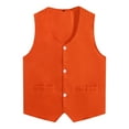 thumbnail image 3 of Haitryli Unisex Kids Volunteer Vest Button Up Waistcoat Boys Girls Waiter Bartender Uniform Orange 14-15, 3 of 5