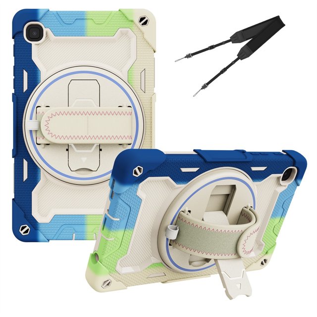 XYX 3in1 Rotating Stand Case for Samsung Galaxy Tab A7 Lite 8.7 inch SM-T220 with Hand/Shoulder Strap, Shockproof Rugged, Colorful Blue