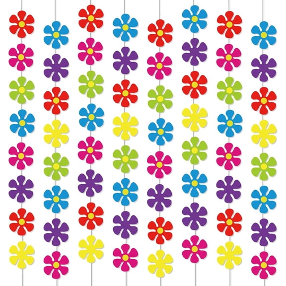 12 Packs Flower Paper Garland kit Decorations Spring Hippie Flower Paper Cutouts 60's Hippie Party Banners Groovy Hanging Swirl Peace and Love for Birthday Party Baby Shower Home Favor Supplies