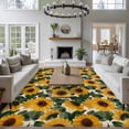 thumbnail image 3 of Sunflower Area Rugs 5'x7', Small Throw Rugs for Laundry Room Playroom, Summer Floral Botanical Watercolor Yellow Green Indoor Outdoor Rug Non-Slip Low Pile Carpet Runner Reversible Floor Mats, 3 of 8