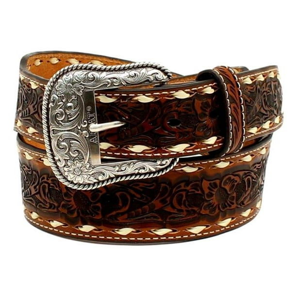 Ariat - Ariat A1023008-36 Mens Belt Floral Embossed Whip Stitched, Size ...