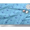 thumbnail image 3 of Soimoi Blue polyester Crepe Fabric Anchor Hook Nautical Printed Fabric 1 Yard 52 Inch Wide, 3 of 3