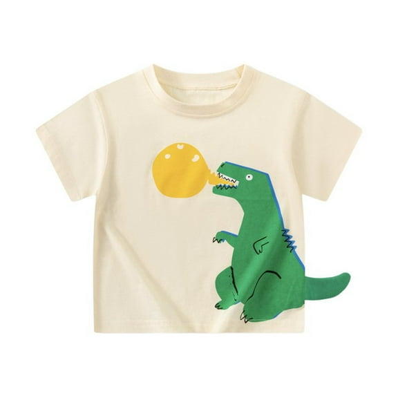 LYHaoo Children's Short Sleeve T Shirts Cartoon Dinosaur Summer Outfits Baby Clothes (1 10y) Regular Fit Sizes 18-24 Months White