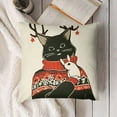 thumbnail image 3 of SHANXI Merry Christmas Cat Throw Pillow Cover,  Winter Holiday Cushion Case Decoration for Sofa Couch 20x20in, 3 of 5