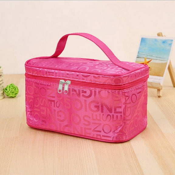 Letter Cosmetic Bag Fashion Square Travel Portable Storage Wash Bag/ Letter-Print Cosmetic Bag, Stylish Square Travel Tote Bag.