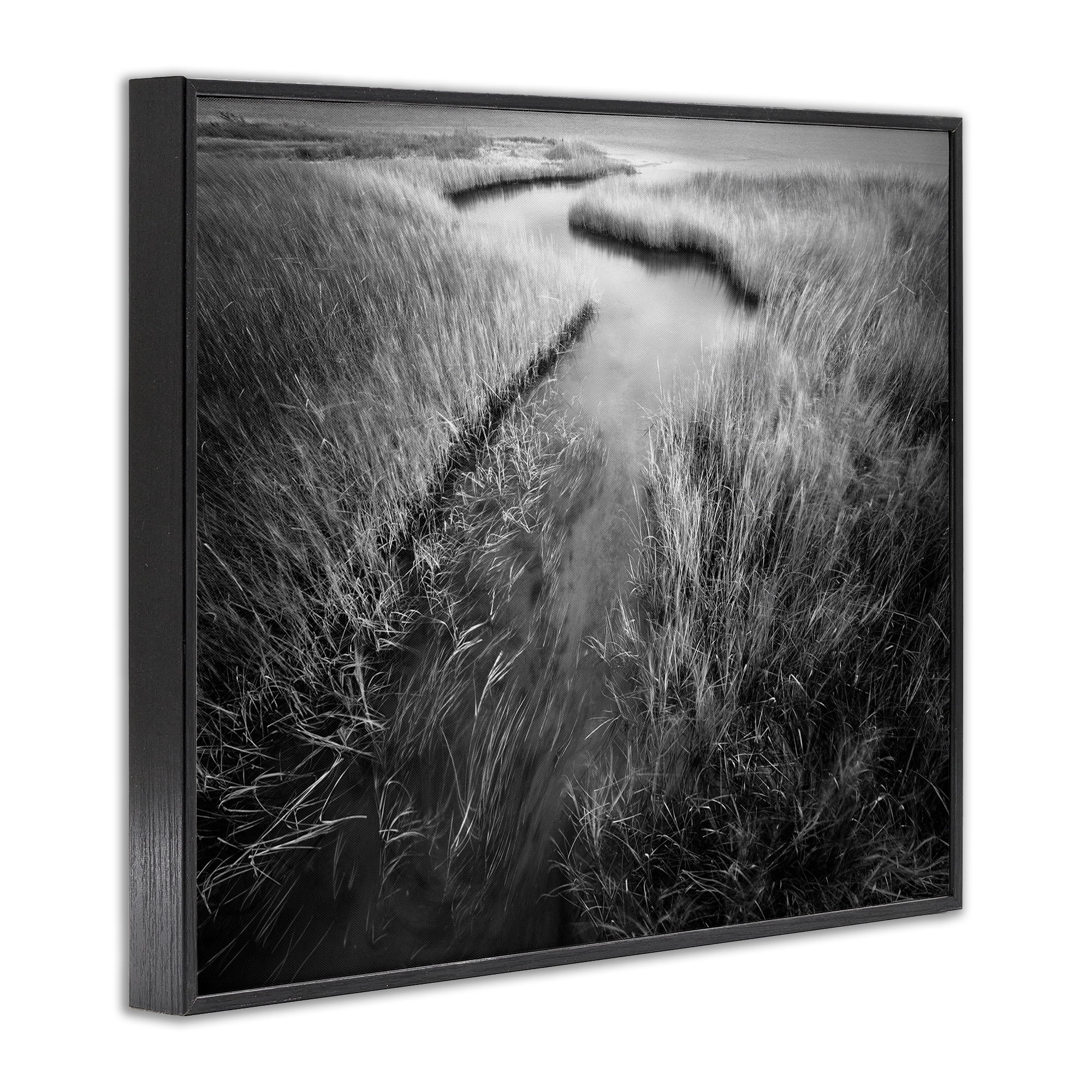 Stupell Industries Meandering Estuary View Landscape Photography Black Framed Art Print Wall Art, 20 x 16