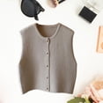 thumbnail image 1 of Chaleco de punto con cuello redondo, camisetas sin mangas de estilo Retro para mujer deportiva para citas en interiores y exteriores Beige, 1 of 8