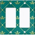 thumbnail image 6 of Metal Light Switch Plate Cover Elegant Yellow Tufted Crown Emerald Damask DAM100, 6 of 13