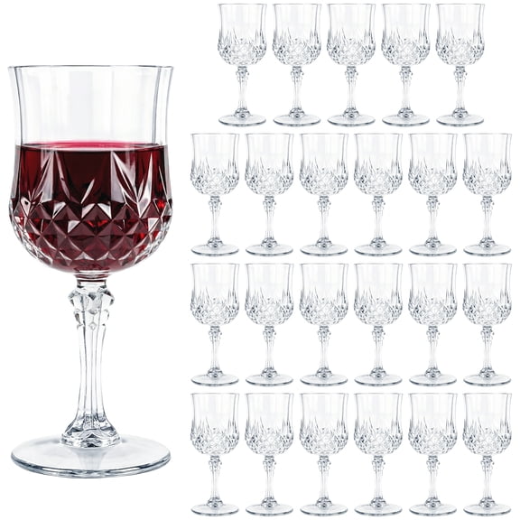 ZHURUININ Reusable Plastic Wine Glasses ，transparent，7oz，24Pack