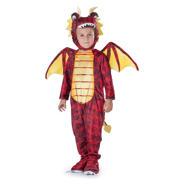 Disfraz de dragón americano para niños, diseño de dragón rojo