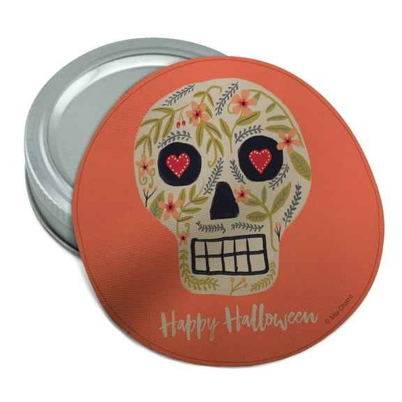 Happy Halloween Fun Floral Skull Round Rubber Non-Slip Jar Gripper Lid Opener