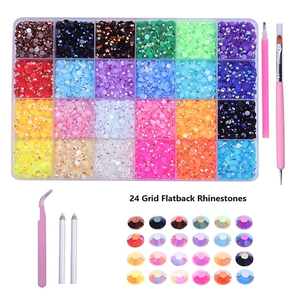 DESIGNICE 15200Pcs Resin Jelly Rhinestones for Crafting Bedazzling, Multicolor 4mm Flatback Gems for Crafts Clothes Tumblers Shoes Nails, Flat Back Mixed Color Bulk Bedazzler Kit Jewels Gifts for Her