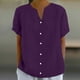 thumbnail image 2 of Nueva camiseta de mujer con cuello en V pequeño y botones sueltos - Camisa con botones de moda para primavera-verano - Prenda informal versátil de color liso, 2 of 5