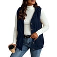 thumbnail image 3 of Lightweight Hoodies for Women Zaewscy Women Hooded Sleeveless Vest Button Front Casual Drawstring Waistcoat with Side Pockets Navy S, 3 of 6