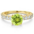 thumbnail image 3 of Gem Stone King 14K Yellow Gold Yellow Lemon Quartz and Lab Grown Diamond Engagement Ring for Women | 2.50 Cttw | Round 8MM | Gemstone Birthstone | Size 7, 3 of 6