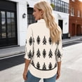 thumbnail image 4 of ASDFVBKG Womens Blouses Spring Tops Soft 3/4 Length Sleeve V-Neck Collared Blouses Dressy Retro Floral Printed Relaxed Fit Loose Fit Outfits Clothes Beige S, 4 of 4