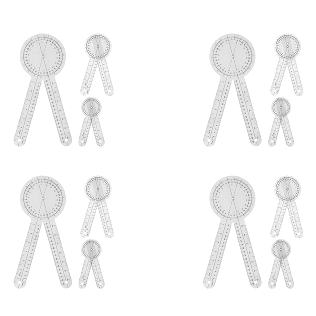 12-Piece Goniometer 6/8/12 Inch Occupational Protractor Tool Measuring Angle Ruler Universal,12 x Goniometer,Transparent