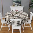 thumbnail image 2 of Black and Tan Leopard Print Round Tablecloth 60"x60",Wrinkle Wipeable Table Cloth for Kitchen Dining Room Picnic Patio Party, 2 of 6