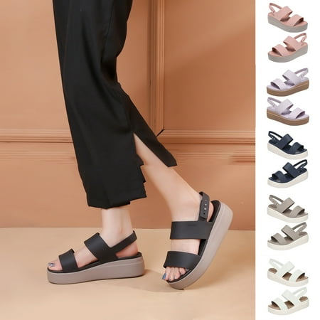 

Zruodwans 1 Pair Womens Flat Slide Sandals Thick Sole Breathable Adjustable Women Summer Outdoor Shoes Street Wear