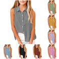 thumbnail image 2 of Shirts for Girls Solid Color Sleeveless Button Down Girls Shirt Collared Lightweight Breathable Summer Casual Top for Daily School Wear, 2 of 6