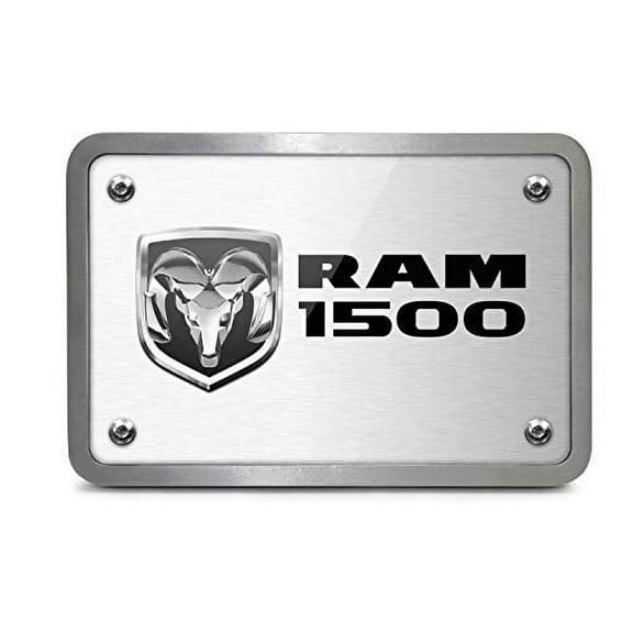 RAM 1500 Logo UV Graphic Brushed Silver Billet Aluminum 2 inch Tow Hitch Cover