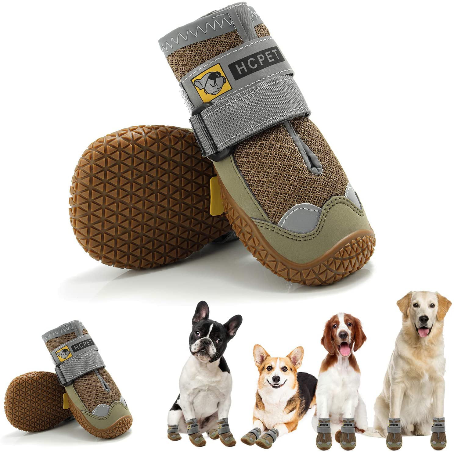 Running Hiking Swimming Dog Boots for Anti-Slip 4Pcs Heat Protection Dog Booties for Large Medium Small Dogs Paw Protector for Big Little Dogs with Full Size Dog Shoes for Large Dogs Hot Pavement 