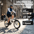 thumbnail image 2 of Helokeep CM20 Step-Thru Folding Electric Bike for Adults, 20"x4.0 Fat Tire, 750W, 48V 25Ah, UL2849-Certified, 20MPH, Front Suspension, White, 2 of 8
