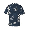 thumbnail image 3 of Balery Vintage Marine Print Men's Hawaiian Shirts Short Sleeve Beach Shirt Relaxed Fit Vacation Button Down Shirts-Small, 3 of 9