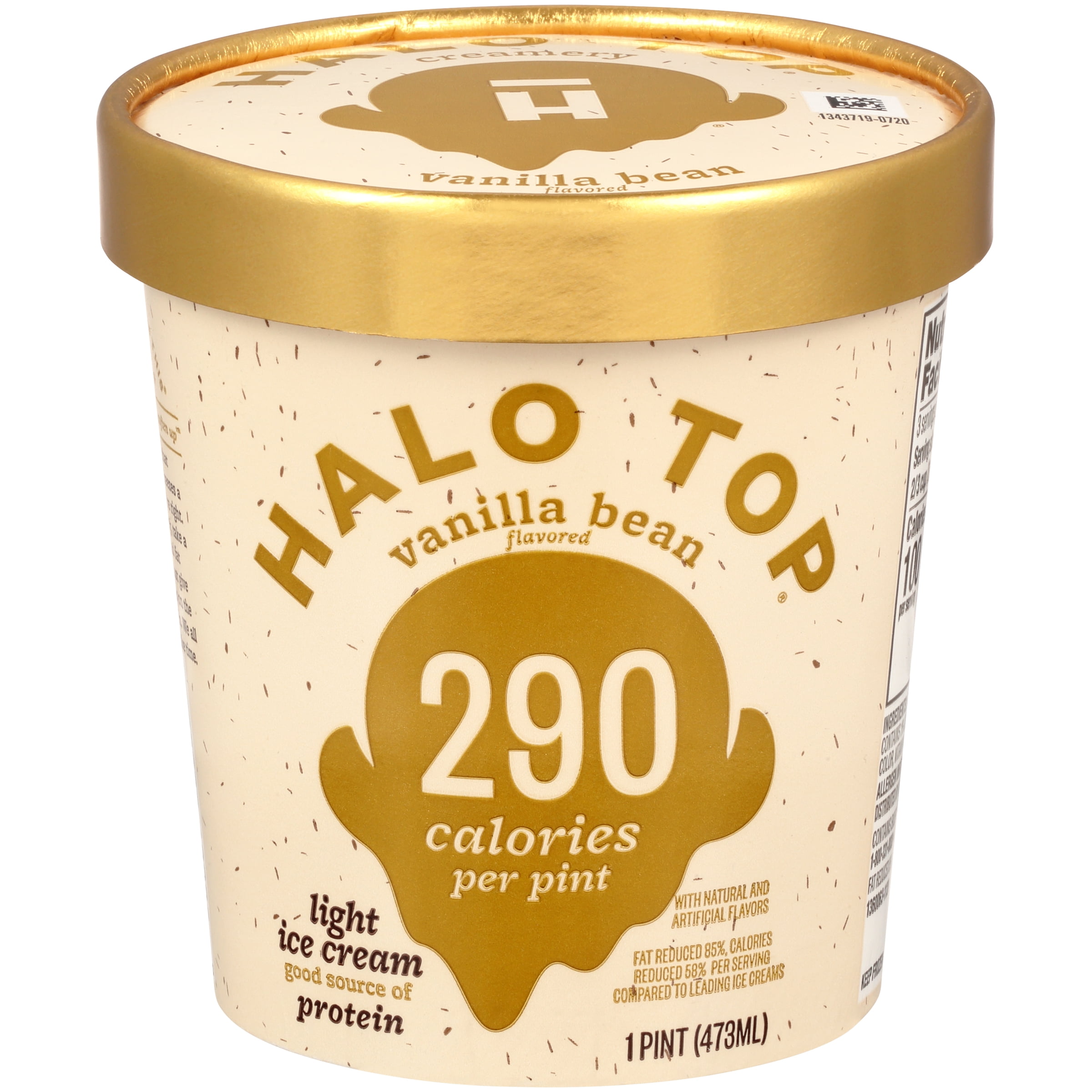 Halo Top LowCalorie Vanilla Bean Light Ice Cream Pint, 16 fl oz