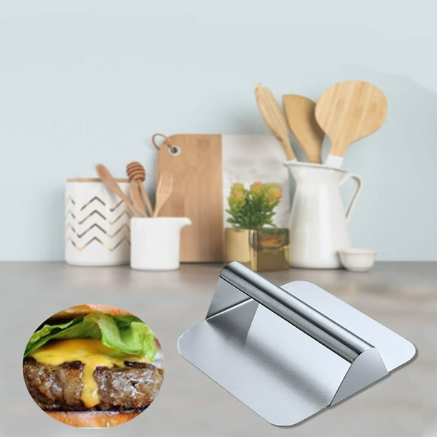 Herramienta de prensado de hamburguesas de carne para hamburguesas de acero inoxidable | Plancha de filete de calamar para cocina | Prensa circular de grado alimenticio | Mango antiadherente de