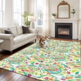 thumbnail image 2 of Rectangle Area Rugs 8 x 10 Ft, Boho Teal Green Flower Non-Slip Residential Carpet, Spring Watercolor Paisley Floral Leaf Indoor Crawling Mats Runner Rugs for Living Room/Dining Room/Bedroom, 2 of 8