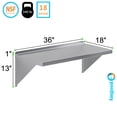thumbnail image 3 of AmGood 18" Width x 36" Length | Stainless Steel Wall Shelf | Square Edge | Metal Shelving | Heavy Duty | Commercial Grade | Wall Mount | NSF Certified, 3 of 7