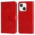 thumbnail image 2 of Cutyskin Case for iPhone 12 Mini,Wallet Case,PU Leather Flip,Kickstand,Double Magnetic Clasp,Embossed Mandala Flower Lanyard Protective PU Leather Cover For iPhone 12 Mini, Red, 2 of 14