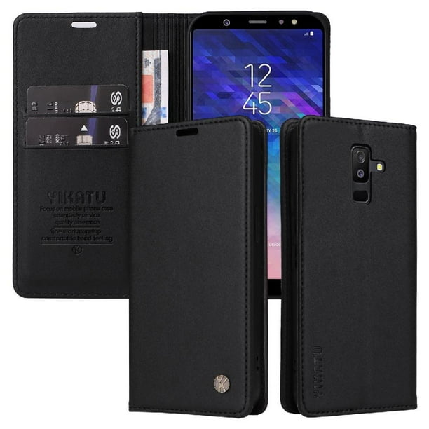 Funda para Samsung Galaxy A6 Plus Estuche de Cuero PU Tipo Cartera con Ranuras para Tarjetas y Cierre Magnético